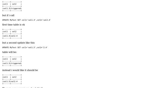 Databases: MySQL trigger and values not supplied in update query смотреть онлайн