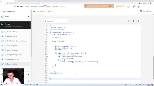 Решаем Leetcode на JS: Count And Say смотреть онлайн