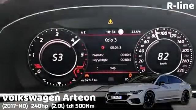 Volkswagen Arteon Acceleration Battle Разгон 0 100 Wolkswagen Arteon разных поколений