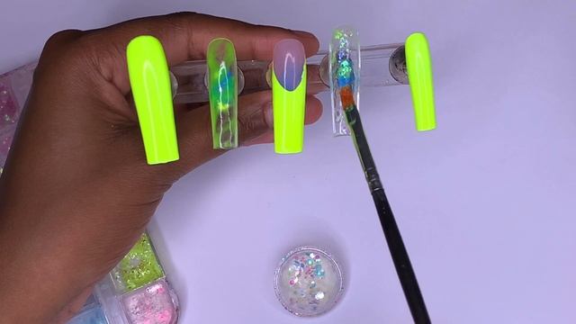 XXL Neon Yellow Nails | Encapsulated Apres Method | DIY Press On Nails | Long Tapered Square Nails смотреть онлайн