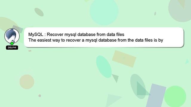 MySQL : Recover mysql database from data files смотреть онлайн