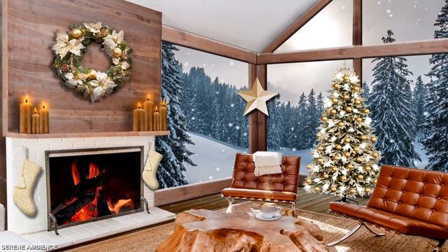 Christmas Music, Christmas Ambience, Jazz Christmas Music, Instrumental, Fireplace & Snowfall