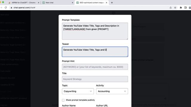 Create Custom Templates in Chat GPT with AIPRM Chrome Extension for YouTube SEO Optimization смотреть онлайн