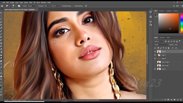 Painting a Digital Portrait in Photoshop | Janhvi Kapoor | Artisa 23 смотреть онлайн