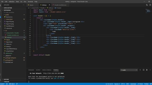 React JS - создание Instagram. Урок 2: Вёрстка шапки смотреть онлайн