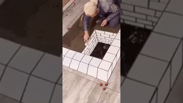 Эффект 3д при укладке плитки.