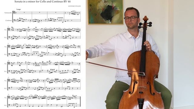 Vivaldi Cello Sonata No. 8, a-minor, RV 44, 1st Movt., Largo, continuo accompaniment , playalong смотреть онлайн