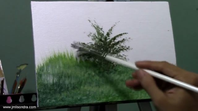 Acrylic Painting Lesson - How to Paint Grasses and Other Plants Using Fan Brush by JM Lisondra смотреть онлайн