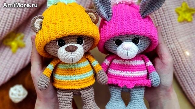 Амигуруми: схема Мишка и Зайка. Игрушки вязаные крючком - Free crochet patterns. смотреть онлайн