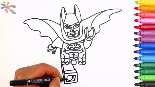 LEGO Ninjago. How to draw Batman. Coloring and drawing for kids. Раскраски для детей. смотреть онлайн
