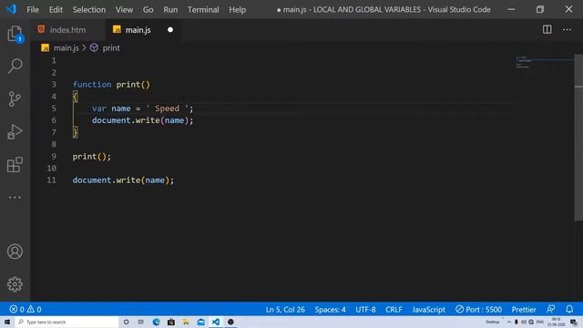 LECTURE 53: LOCAL AND GLOBAL VARIABLES | 2020 | STEP BY STEP | JAVASCRIPT TUTORIAL SERIES смотреть онлайн