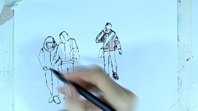 Рисунок линером. Рисуем людей. Ускоренное видео смотреть онлайн