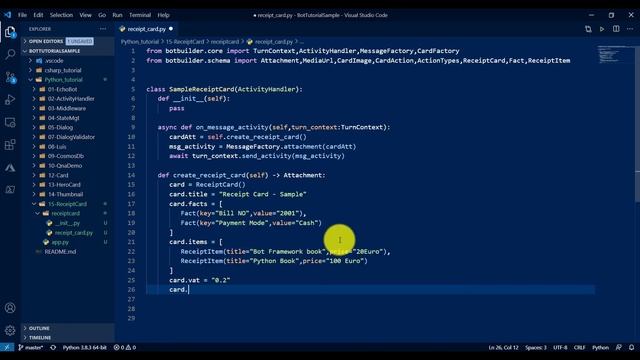 17 - Receipt card in Bot Framework #Python смотреть онлайн