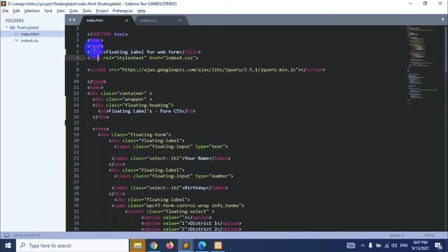 Floating label animation using HTML/CSS and Jquery - Pure CSS смотреть онлайн