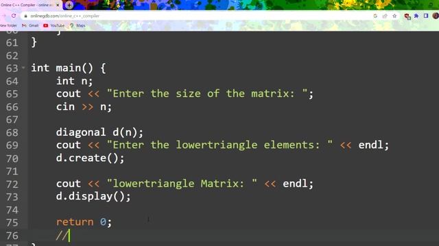 Conversion of Diagonal Matrix to Upper &lower Triangle Matrix in C++ смотреть онлайн