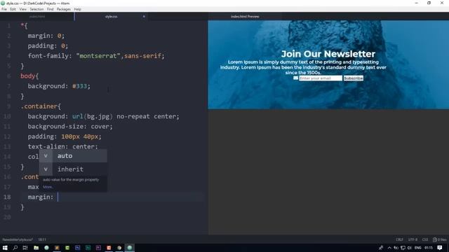 Newsletter Section Using Only HTML & CSS смотреть онлайн