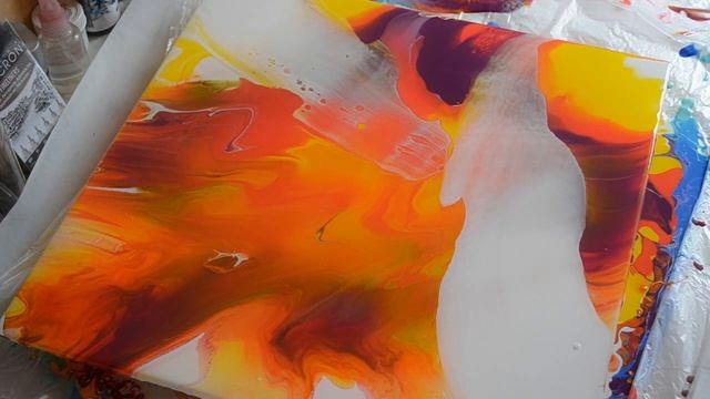 Акриловая заливка с применением фена. Как нарисовать картину феном. Acrylic fluid pouring смотреть онлайн