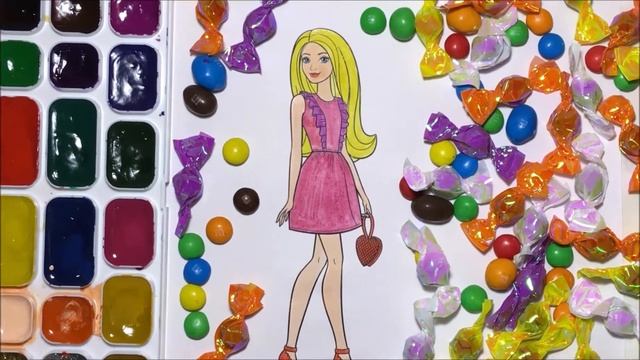 Раскраска для детей кукла Барби | Coloring page for kids Barbie doll смотреть онлайн