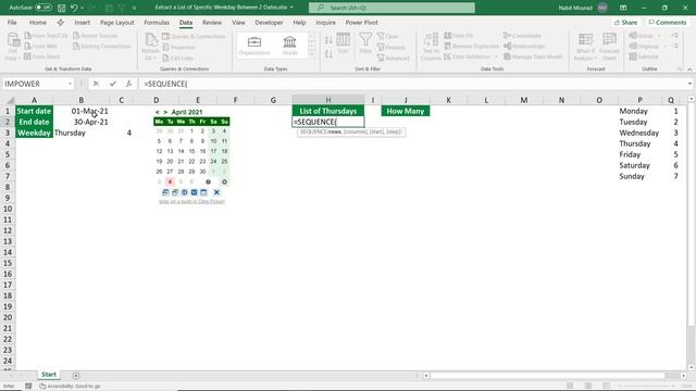 Get A List of Any Weekday With Date Picker and Dynamic Arrays смотреть онлайн