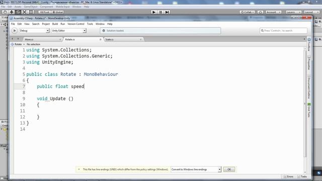Unity C# Движение, поворот и изменение масштаба в скрипте смотреть онлайн