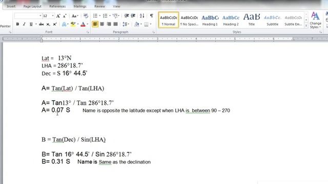 Calculation Of Azimuth