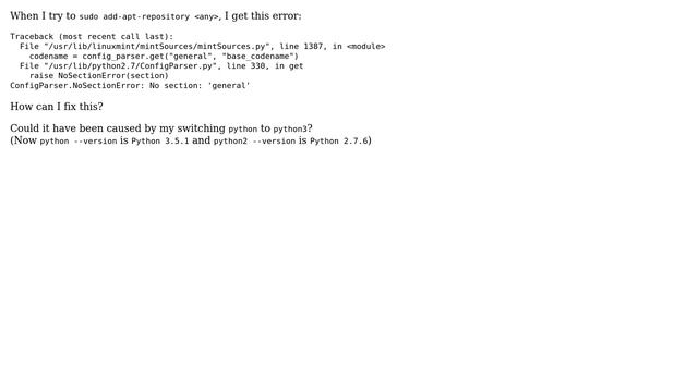 ConfigParser.NoSectionError: No section: 'general' when trying to add a repository (2 Solutions!!) смотреть онлайн