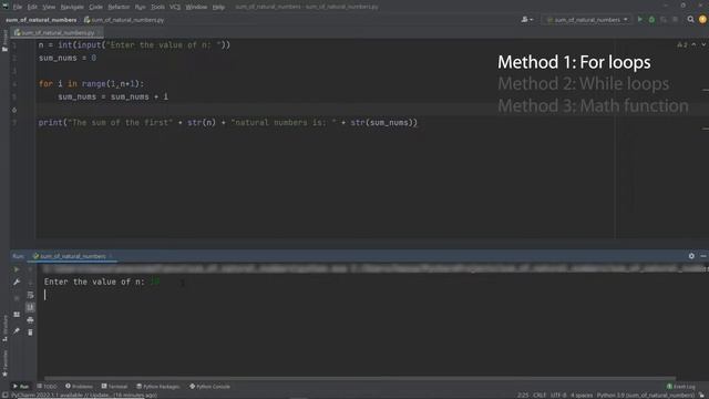 3 Ways to Find the Sum of 'n' Natural Numbers in Python | 2022 смотреть онлайн