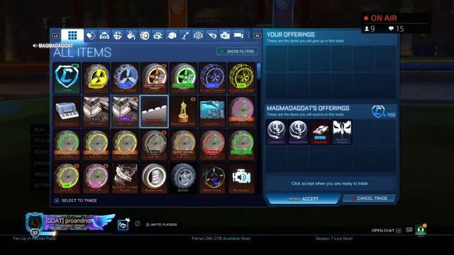 Rocket league LIVE trading and playing with viewers | giveaway at 800 смотреть онлайн