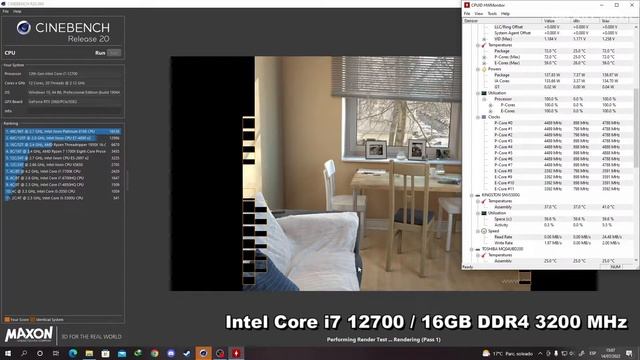 Intel Core i7 12700 - Cinebench R20 (Windows 10 Pro) смотреть онлайн