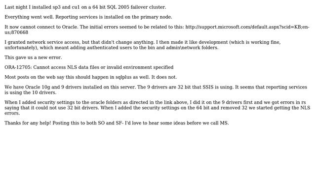 DevOps & SysAdmins: Connection to Oracle in Reporting Services won t work after sp3 and cu1 смотреть онлайн