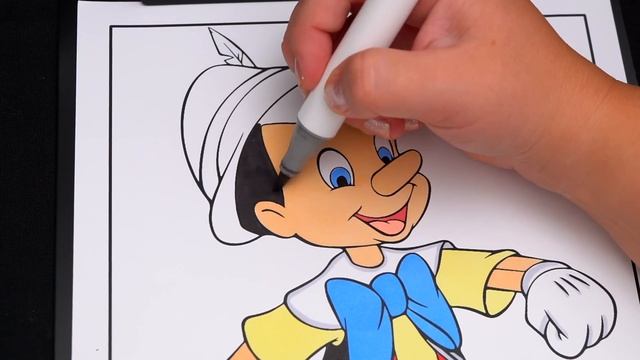 Coloring Pinocchio Disney Coloring Page | Ohuhu Paint Markers смотреть онлайн