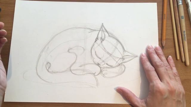 Рисунок мастер-класс «Спящая кошка» смотреть онлайн