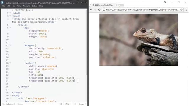 CSS Image Hover Effects: Slide in Text from the Top with Background смотреть онлайн