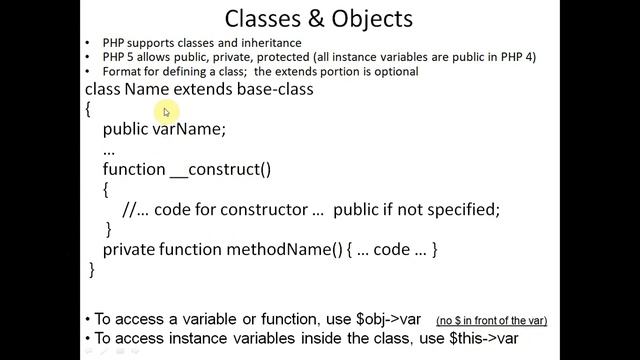 Class and Object in PHP смотреть онлайн