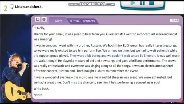 Grade 8 An E Mail Reviewing A Concert