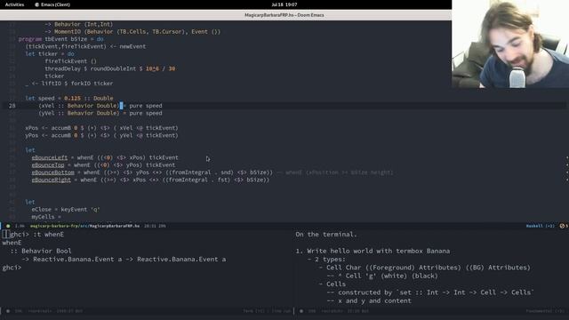 Practical Haskell - FRP - Coding an animated TUI - Reactive.Banana (+ Termbox.Banana) смотреть онлайн