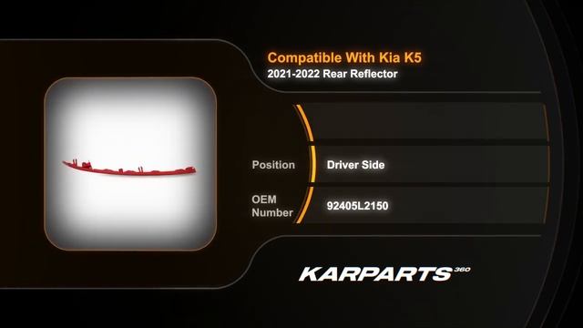 For Kia K5 2021 2022 Rear Reflector Driver Side GT/GT-Line Model | Partslink # KI1184129 смотреть онлайн