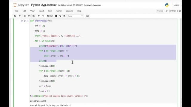 Python Uygulamaları 14: Pascal Üçgeni (Python code for Pascal's Triangle) смотреть онлайн