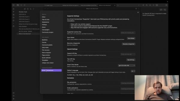 Trying the Obsidian pt 1 Smart Connections plugin