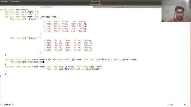 JAVA ALGORITHMS : Find path for a rat in maze using an extra matrix to store path смотреть онлайн