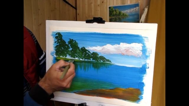 Мастер Класс. Гуашь. Как нарисовать ПЕЙЗАЖ С ЛОДОЧКОЙ смотреть онлайн