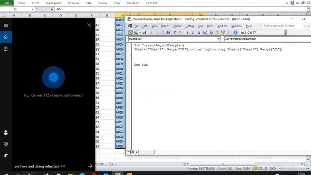 VBA tutorial CurrentRegion and UsedRange смотреть онлайн