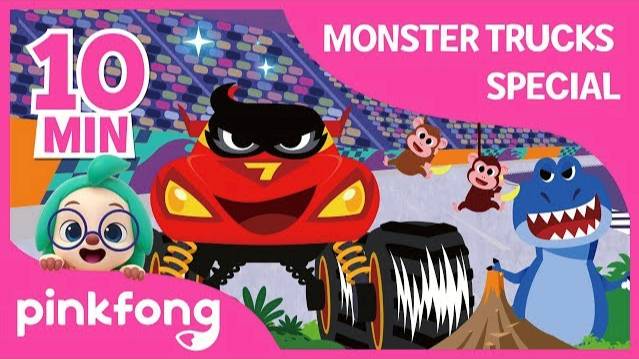 T-Rex vs Monster Truck and more | +Compilation | Monster Trucks | Pinkfong Songs for Children смотреть онлайн