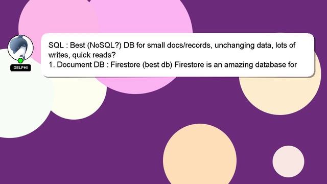 SQL : Best (NoSQL?) DB for small docs/records, unchanging data, lots of writes, quick reads? смотреть онлайн