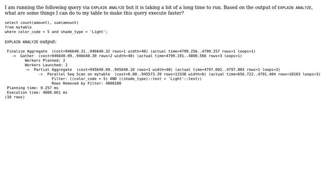 Databases: How to optimize query based on explain analyze in PostgreSQL? смотреть онлайн