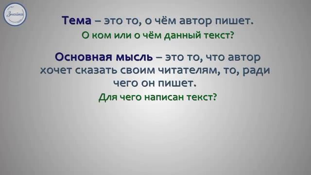 Тема и основная мысль текста смотреть онлайн