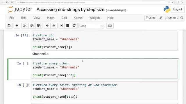 Fundamentals of Python:Lesson 6:Access sub-strings by step size:English смотреть онлайн