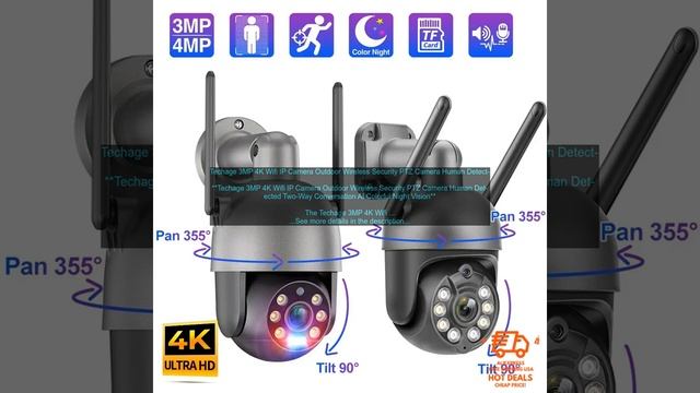 1005001828601001 Techage 3MP 4K Wifi IP Camera Outdoor Wireless Security PTZ Camera Hum