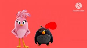 five little angry birds jumping on the bed