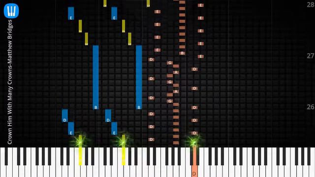 🎹Solo & Chord, Crown Him With Many Crowns, Matthew Bridges, Synthesia Piano смотреть онлайн